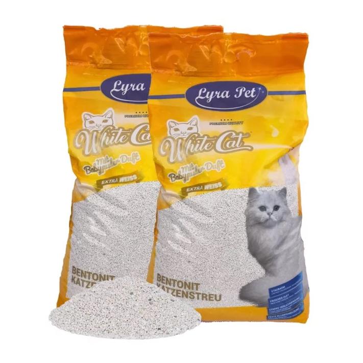 White Cat litière pour chats parfumée à la poudre de bébé 2x 15 litres
