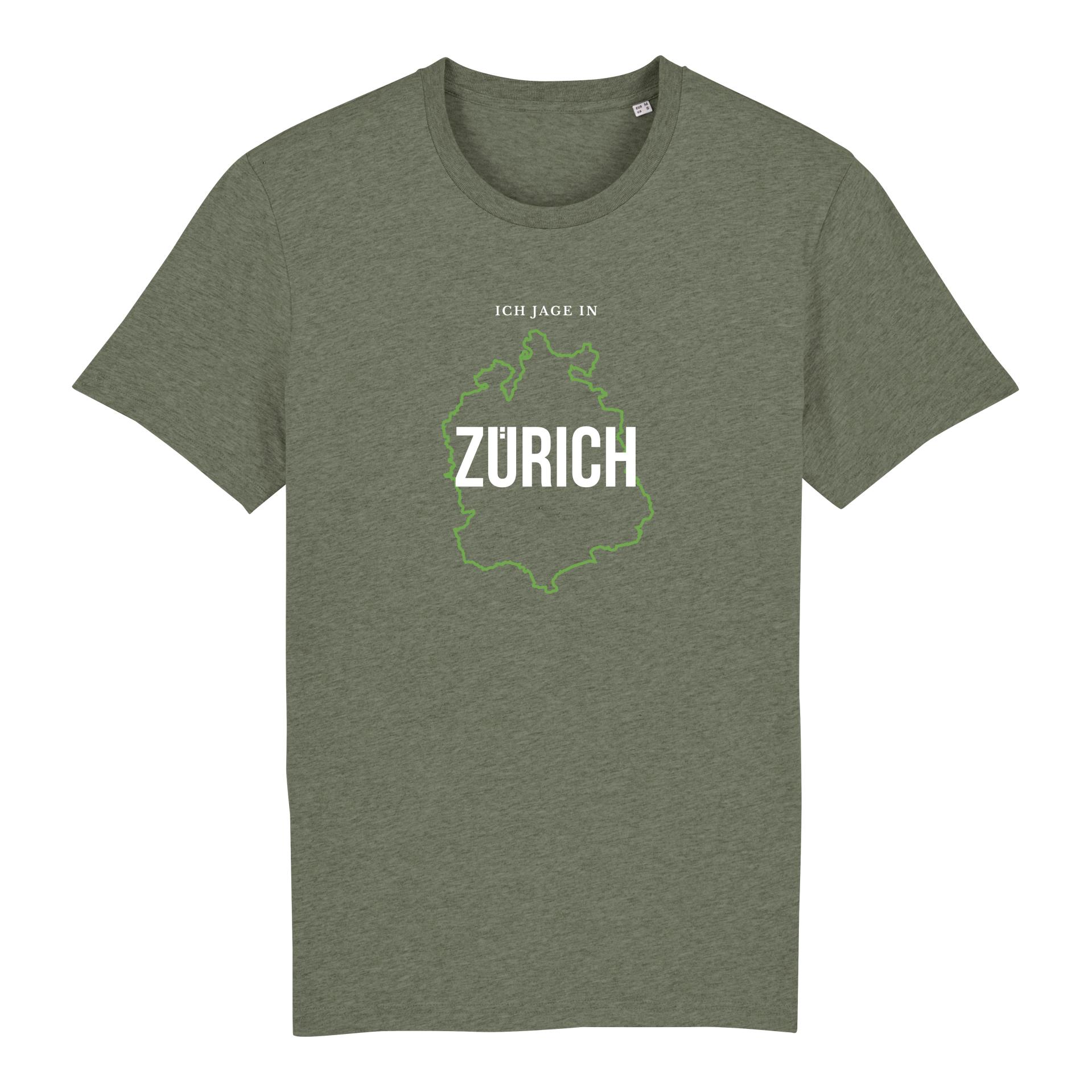 Image of Hauptner Jagd T-Shirt Ich jage in Zürich - Mid Heather Khaki - bei Hauptner.ch