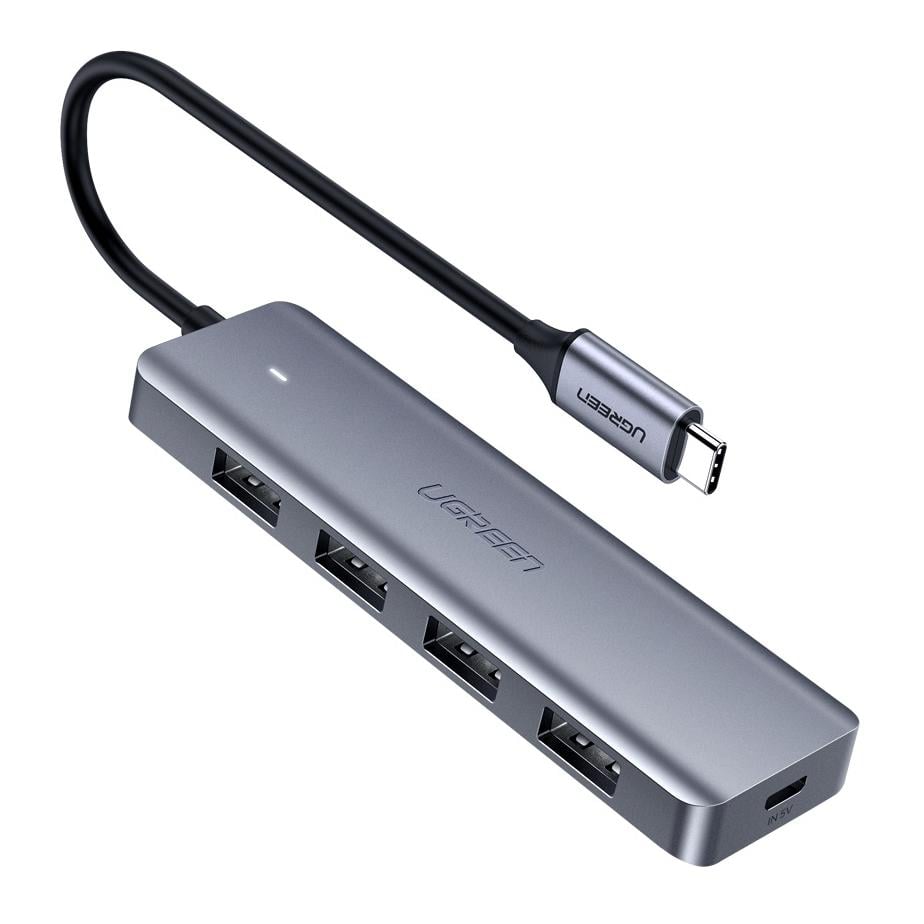 Image of Ugreen USB-C 3.0 zu 4x USB-A 3.0 + USB-C PD Hub - Grau bei Hauptner.ch