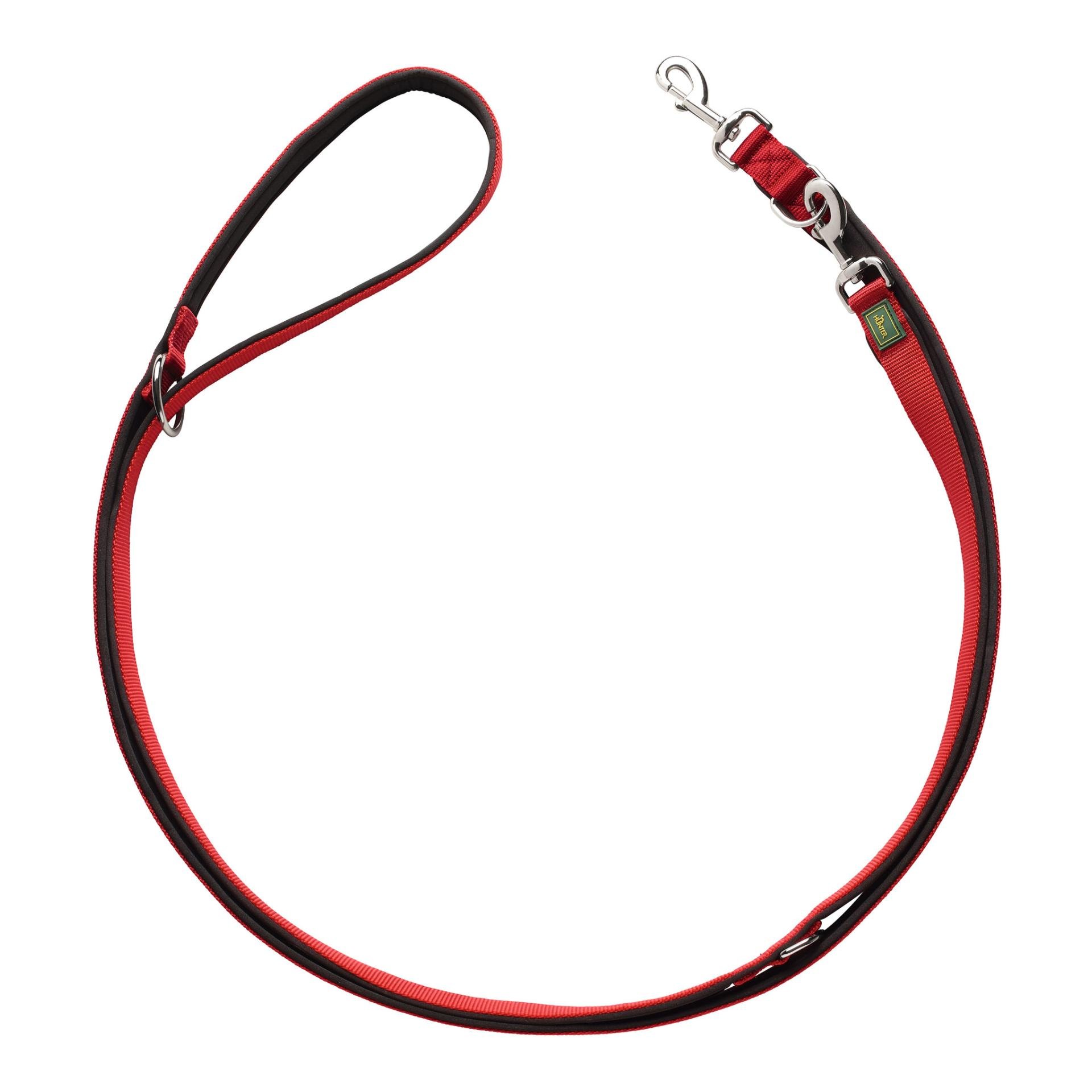 Verstellbare Führleine Neopren/Nylon - rot/schwarz