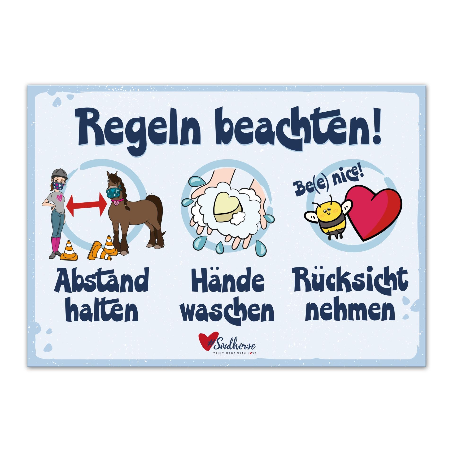 “Regeln beachten” Stallschild