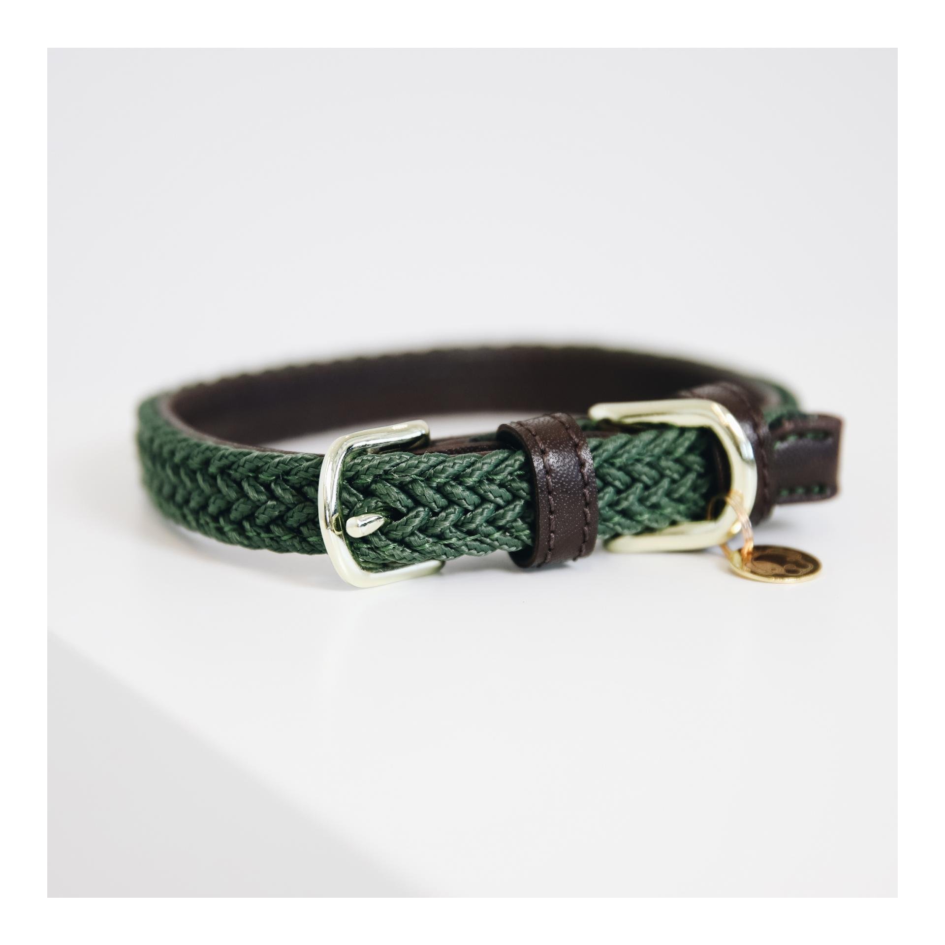 Hundehalsband Nylon geflochten - olive green
