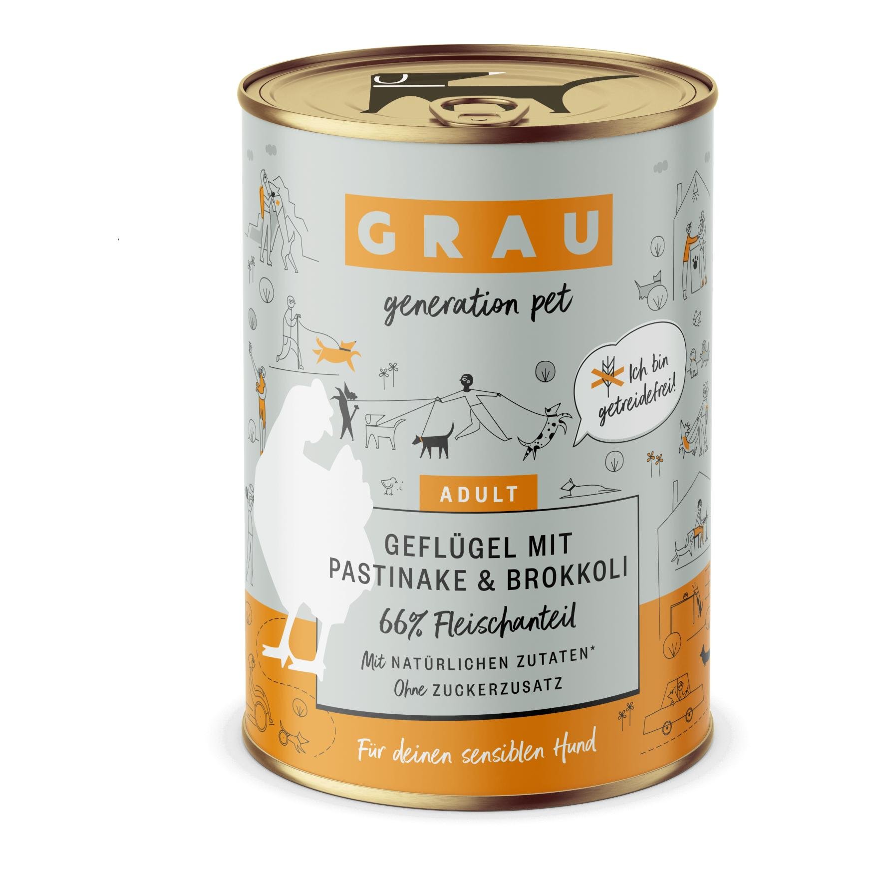 Nassfutter Geflügel mit Pastinake und Brokkoli