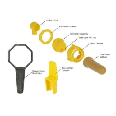 Hygieneventil mit Sauger und Montageschlüssel