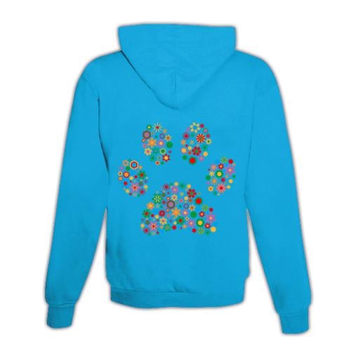 Image of Schwesternuhr Hoodie Pfote bunt Unisex - Hellblau/Türkis - bei Hauptner.ch