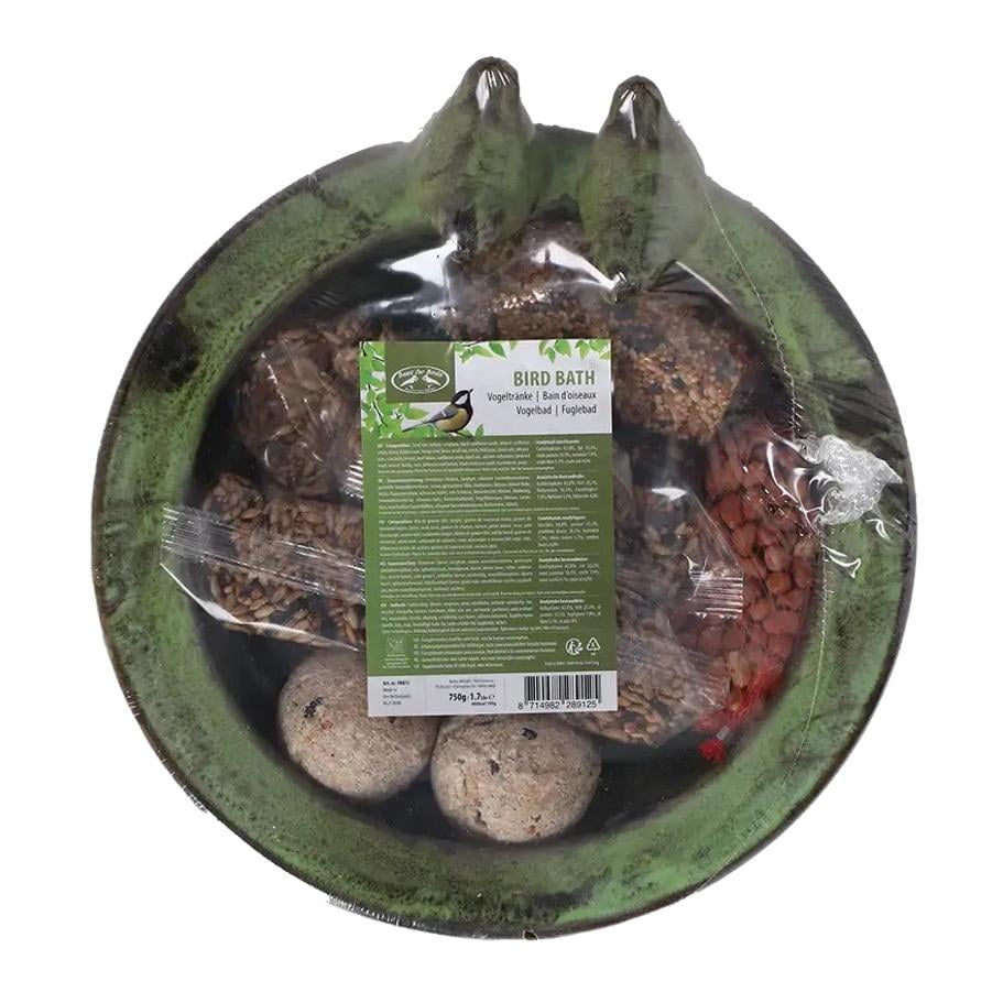 Vogeltränke rund + Futter sort