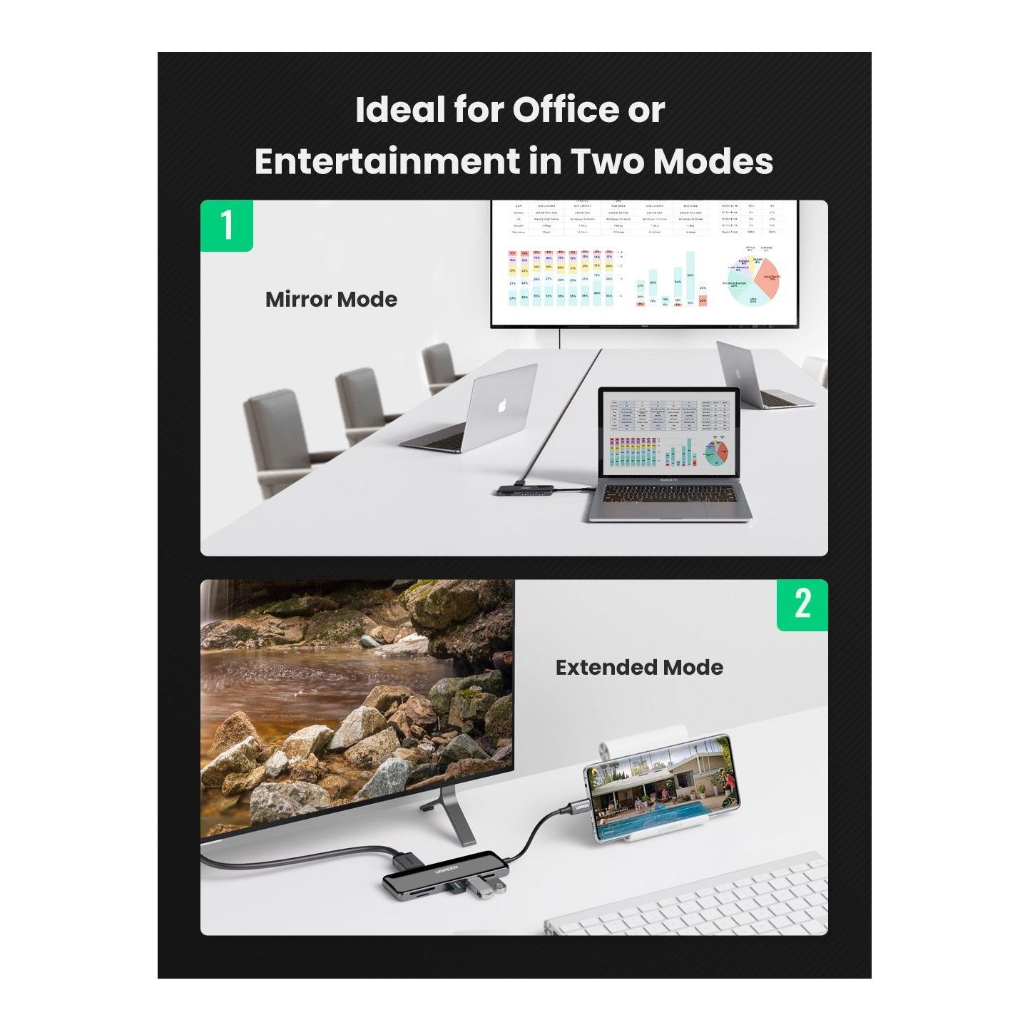 USB-C zu HDMI + 3x USB-A 3.0 + SD / TF Hub - Grau