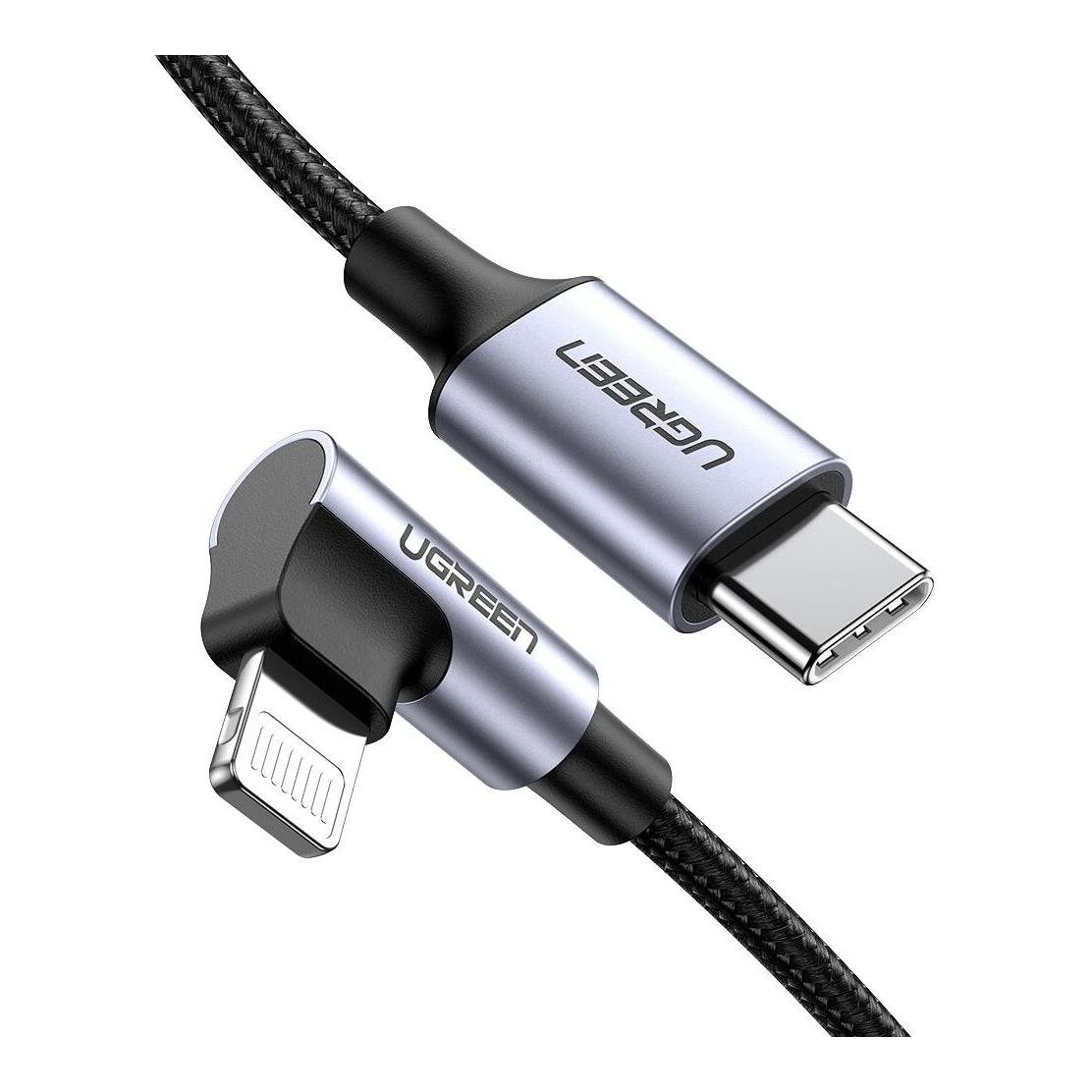 Image of Ugreen Lightning gewinkelt zu USB-C 2.0 Kabel - Schwarz bei Hauptner.ch