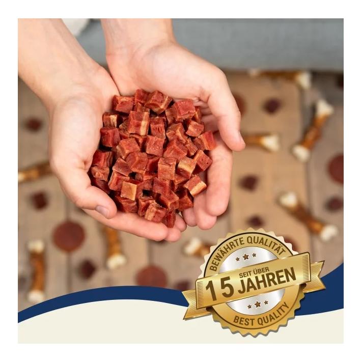 Entenfleischwürfel mit Fisch