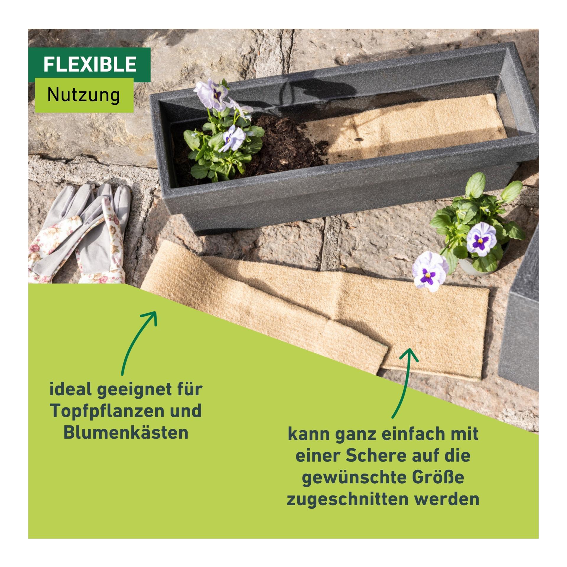 Biologischer Wasserspeicher für Blumenkisten