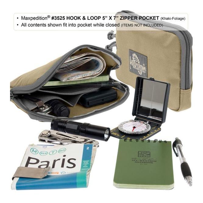 Hook & Loop 12.5cm x 17.5cm Zipper Pocket - Khaki / Foliage