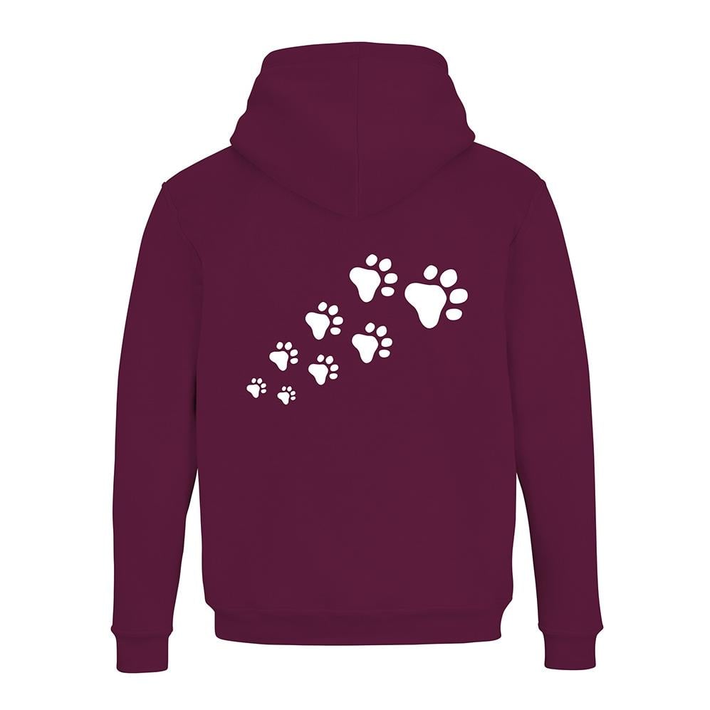 Image of Schwesternuhr Hoodie Hundepfoten Unisex - Burgundy - bei Hauptner.ch