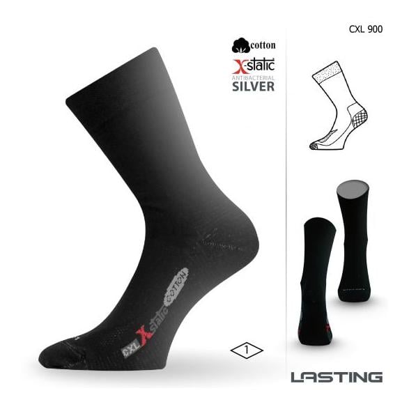 Chaussettes de trekking en coton avec fibres d'argent CXL - noir