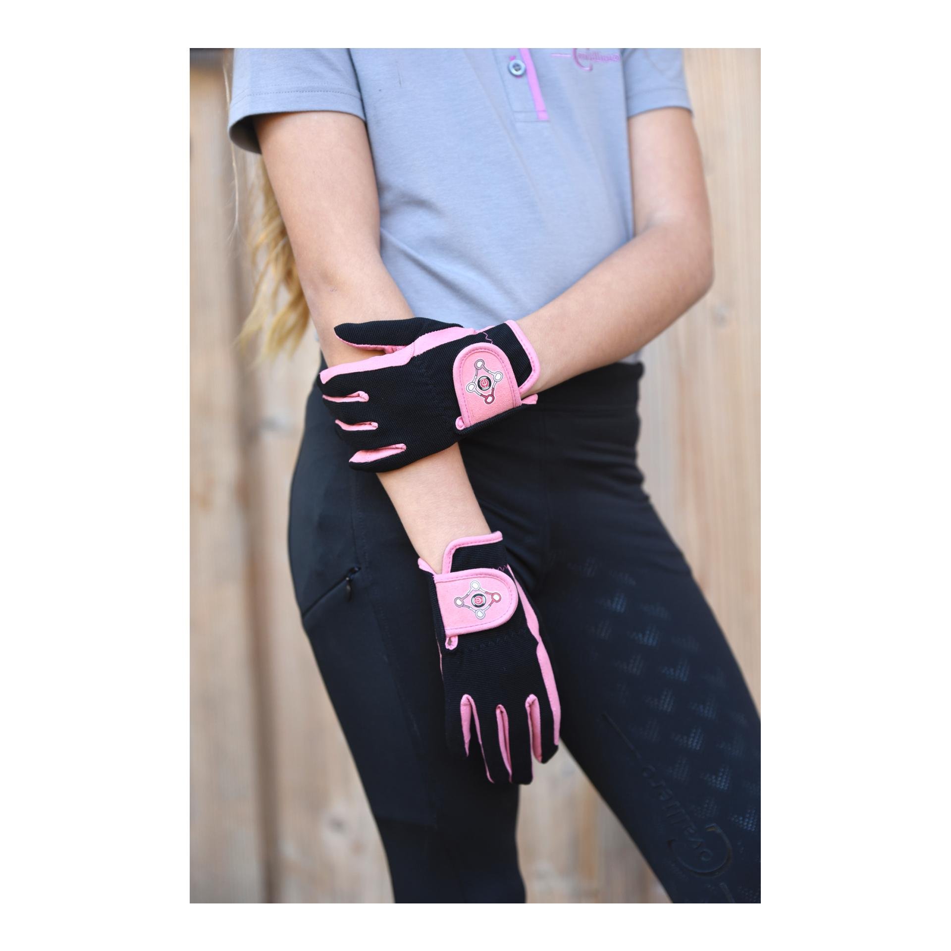 Reithandschuh Lilli - black / pink