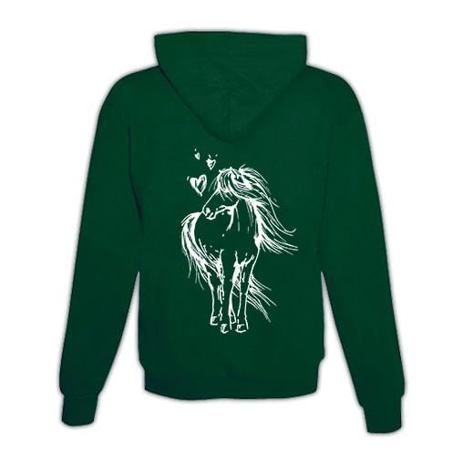 Image of Schwesternuhr Hoodie Pferd mit Herzen Unisex - Grün - bei Hauptner.ch