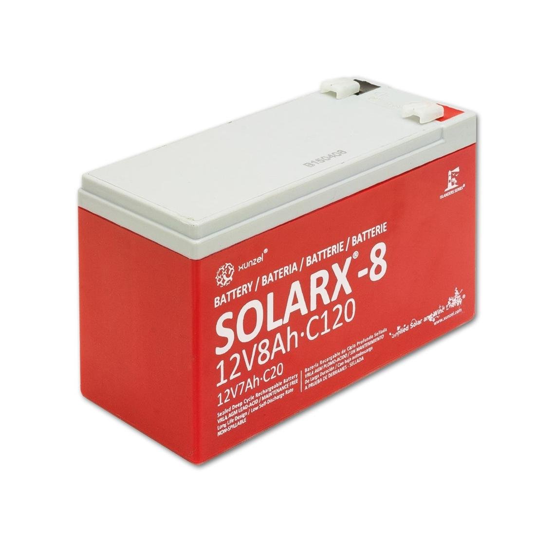 Solarx 12V 8Ah - AGM Batterie für tragbare Echolote/Fishfinder