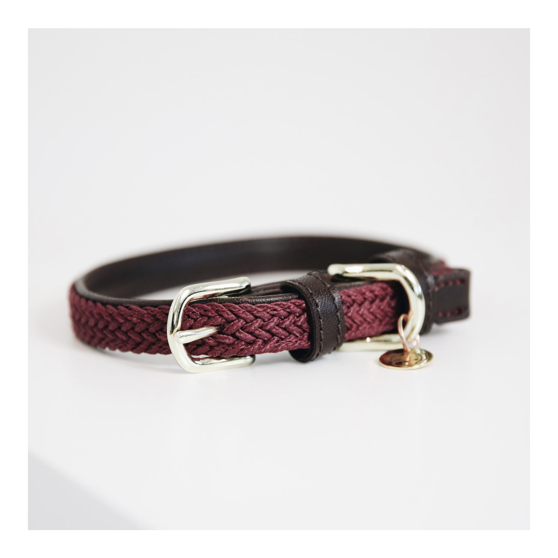 Hundehalsband Nylon geflochten - bordeaux