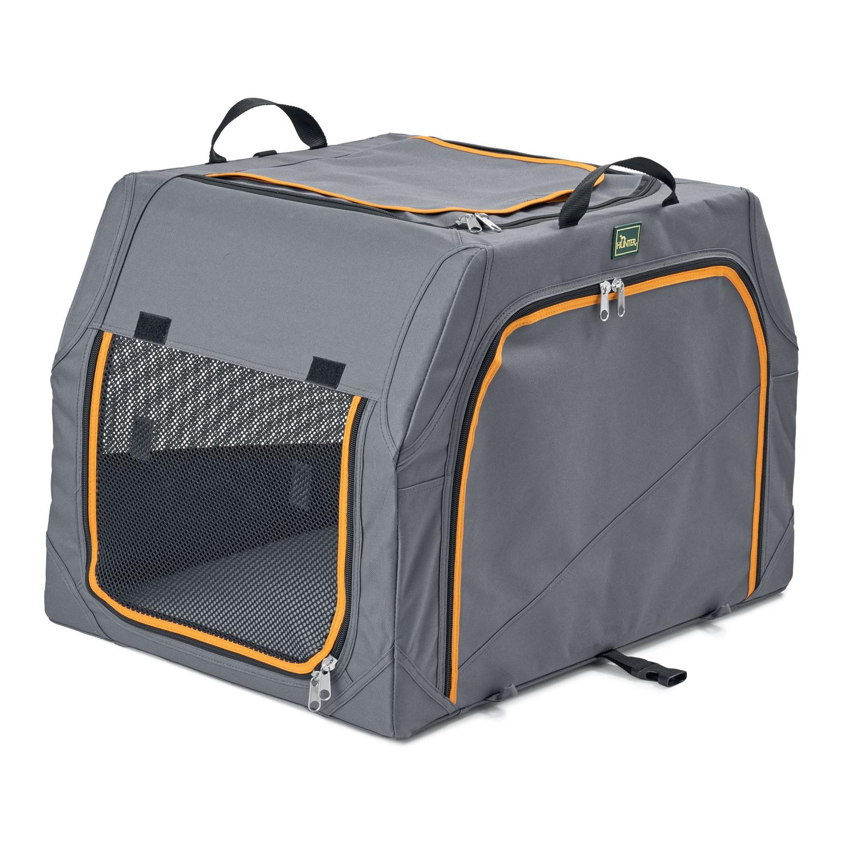 Faltbare Hundebox mit Aluminium-Gestell - grau