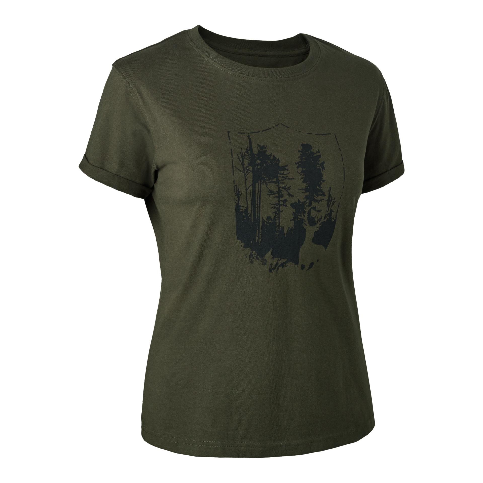 Image of Damen T-Shirt mit Deerhunter shield - Bark Green bei Hauptner.ch