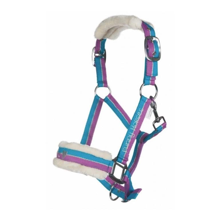 Image of HKM Halfter Funny Horses - violett/aqua/silber bei Hauptner.ch