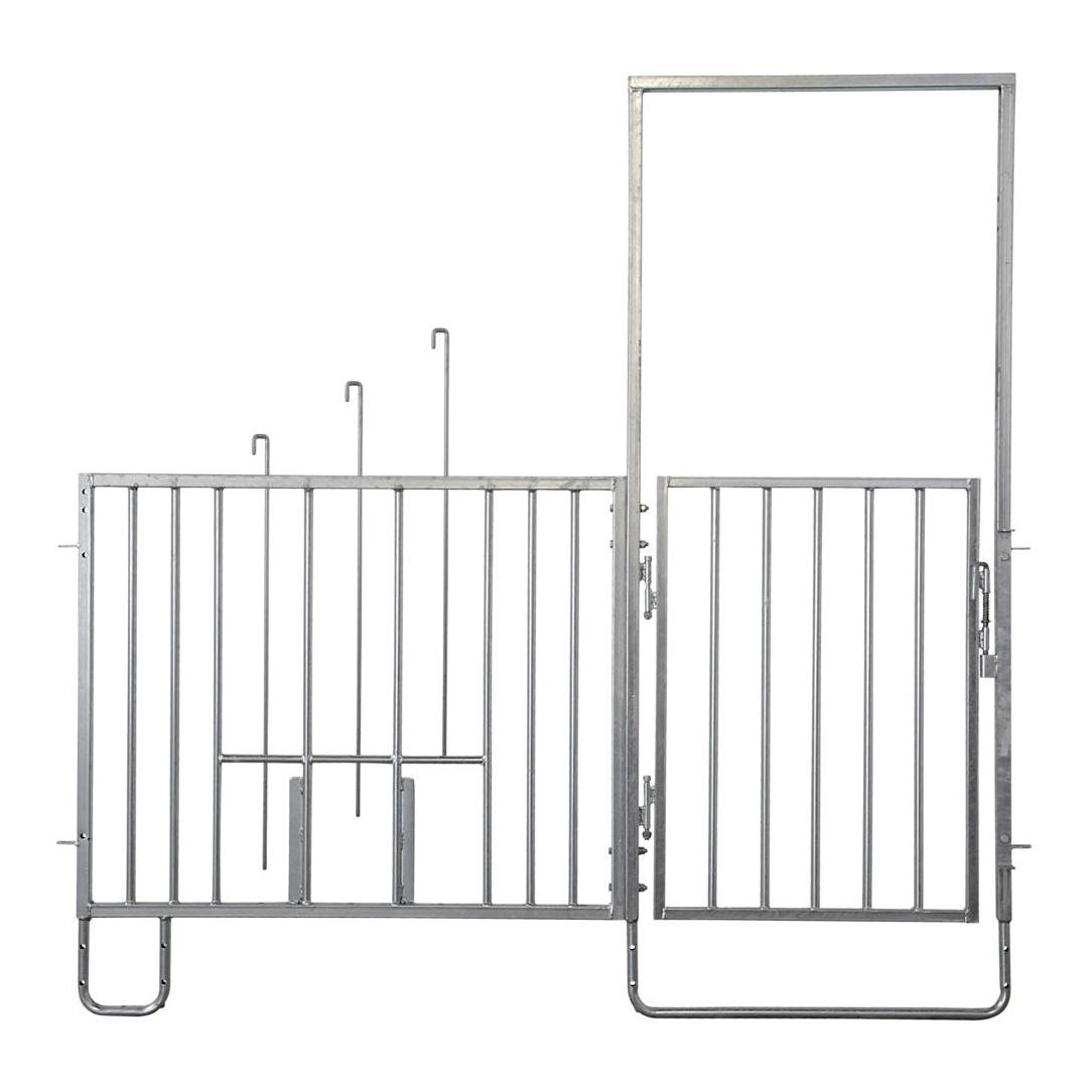 Zaunteil mit Tür und Fressplätzen kurz, modulare Zaunaufstallung