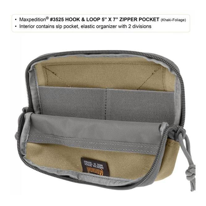 Hook & Loop 12.5cm x 17.5cm Zipper Pocket - Khaki / Foliage