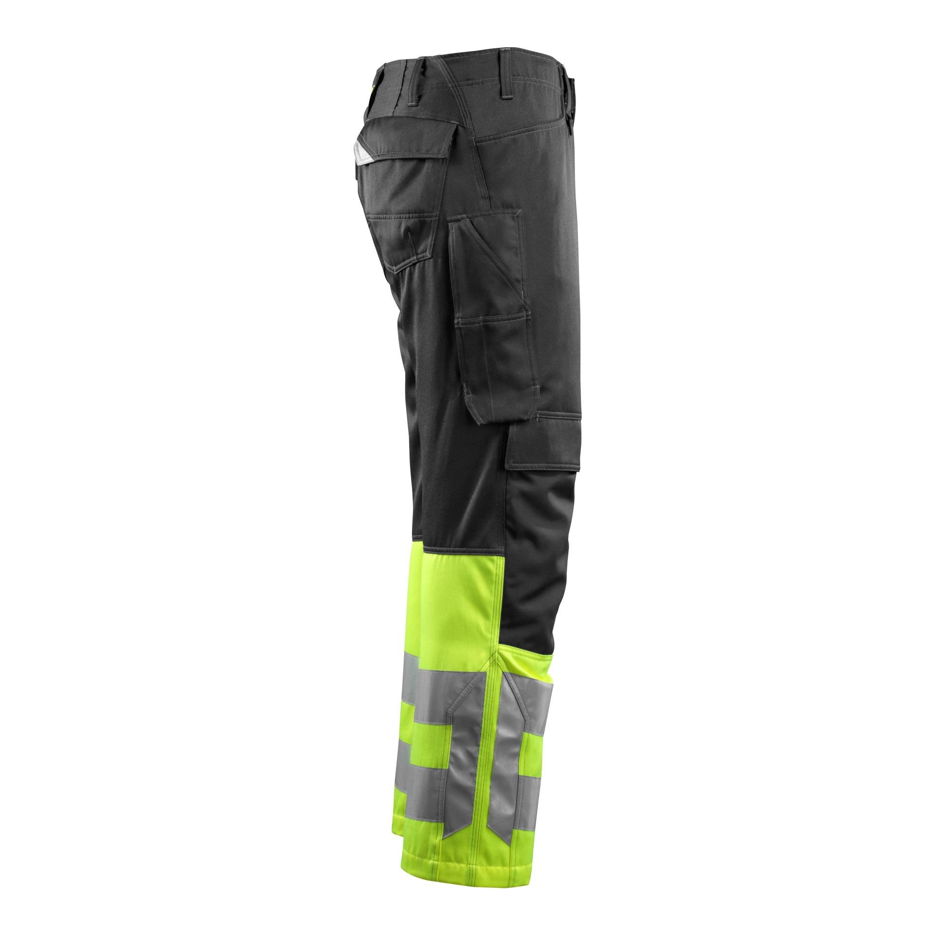 MASCOT Pantalons de travail Leeds - noir/ jaune fluorescent haute visibilité
