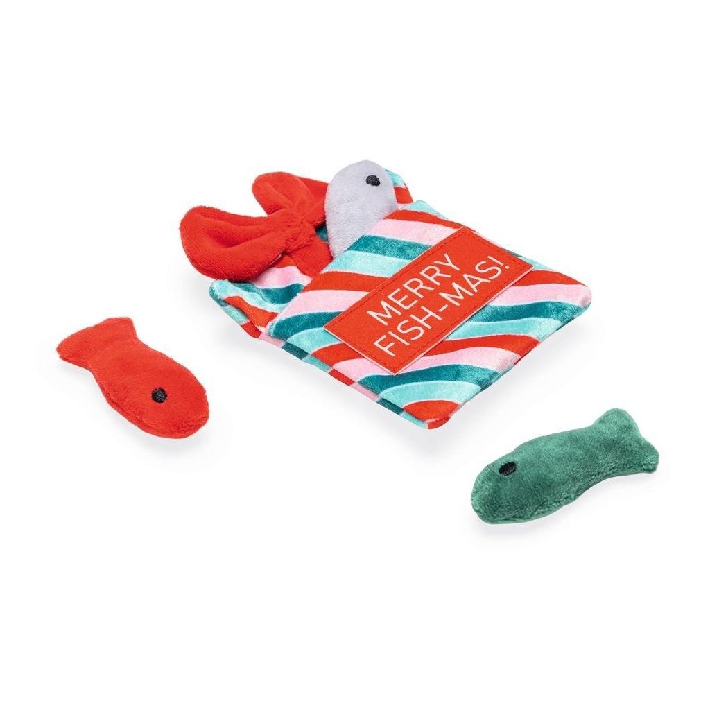 Katzen Weihnachtsgeschenk mit Fischen