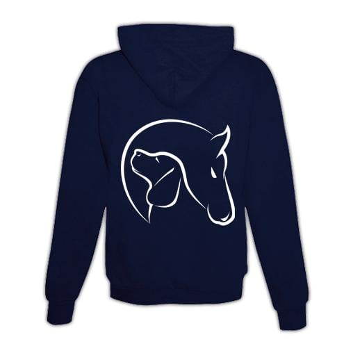 Image of Schwesternuhr Hoodie Horse & Dog Unisex - Dunkelblau - bei Hauptner.ch