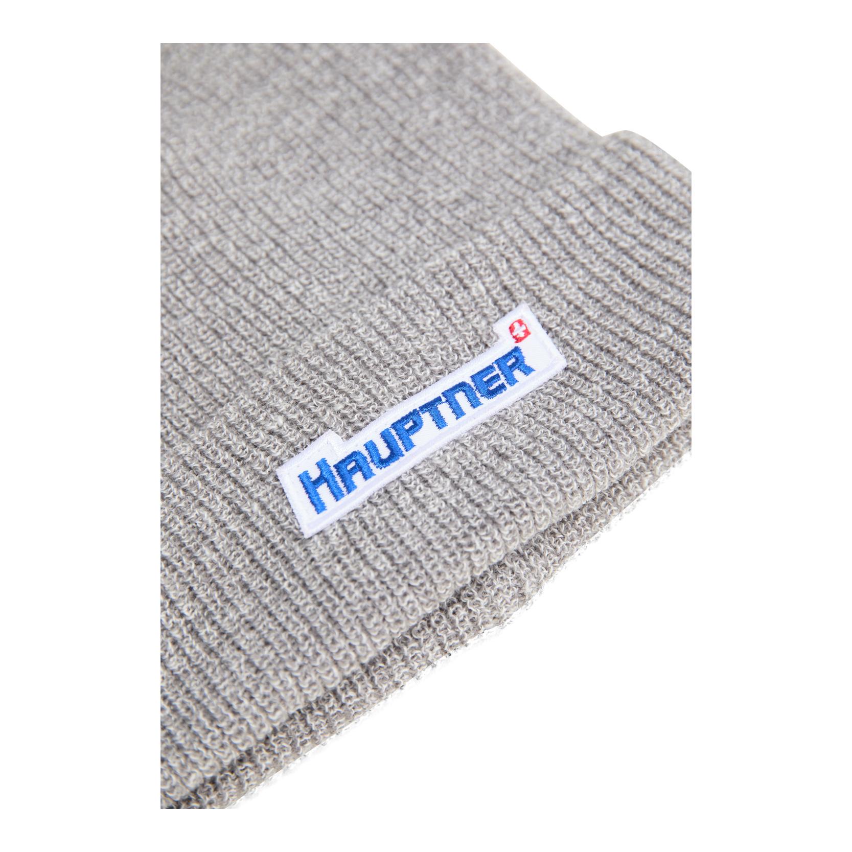 Bonnet avec logo en tricot et emblème brodé - gris chiné