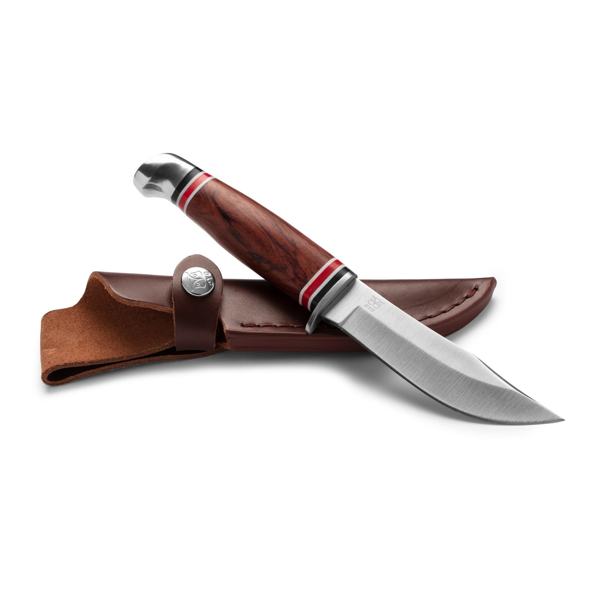 Øyo GEILO - Couteau de chasse/de plein air avec étui de protection en cuir