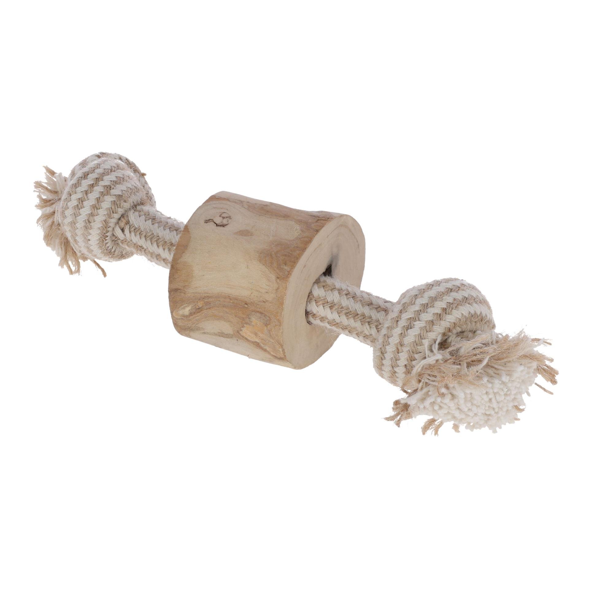 Hantel, Jute/Baumwolle, mit Kaffeeholz
