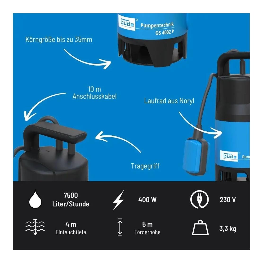 Güde Schmutzwassertauchpumpe GS 4002 P
