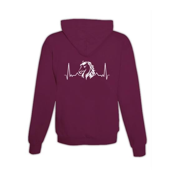 Image of Schwesternuhr Hoodie Herzschlag Pferd Unisex - Burgundy - bei Hauptner.ch