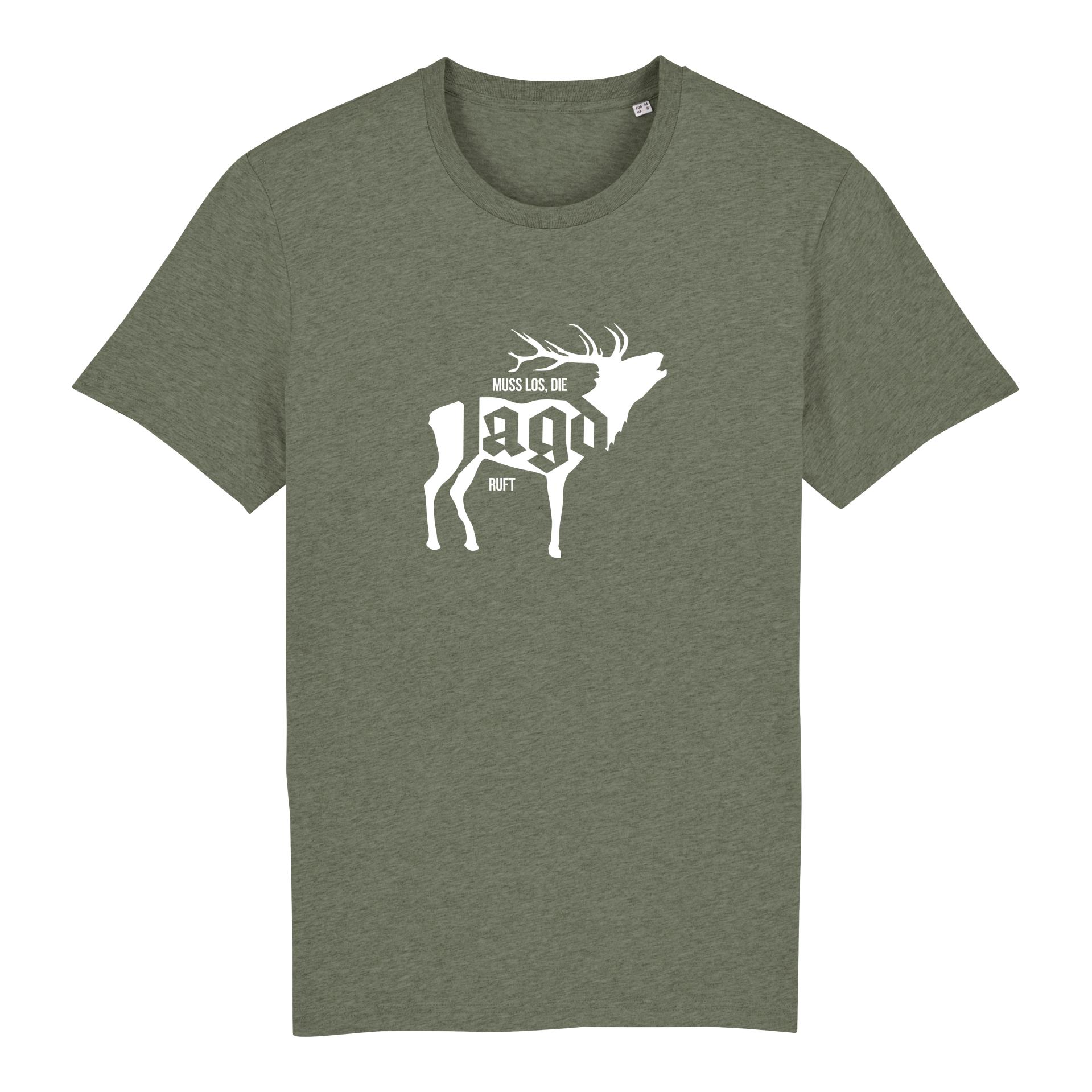 Image of Hauptner Jagd T-Shirt Die Jagd Ruft - Hirsch - Mid Heather Khaki - bei Hauptner.ch