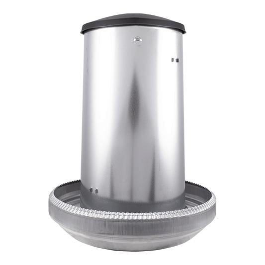 Futterautomat aus Metall mit Abdeckung