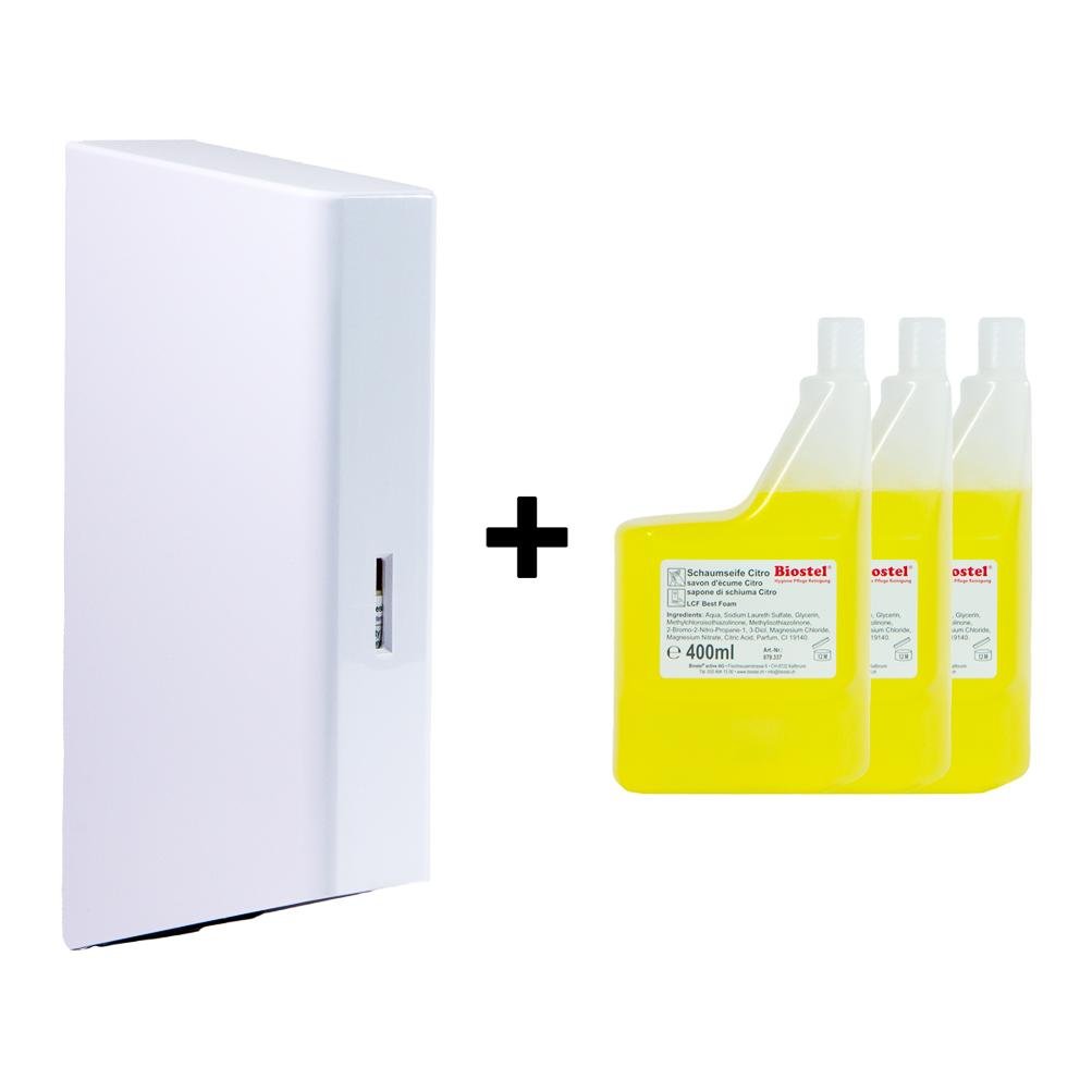 Image of Langguth Sparset Seifenspender + 3 Kartusche Schaumseife LCF 400 ml - Weiss - bei Hauptner.ch