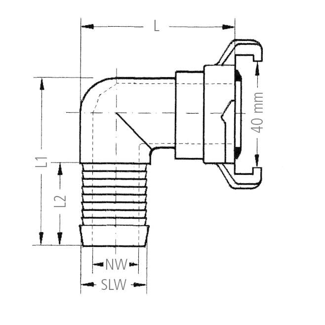 Plus Winkelschlauchstück 360 / 90° drehbar