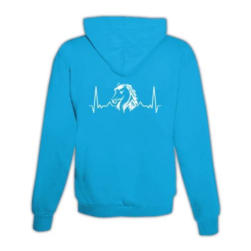 Image of Schwesternuhr Hoodie Herzschlag Pferd Unisex - Hellblau/Türkis - bei Hauptner.ch