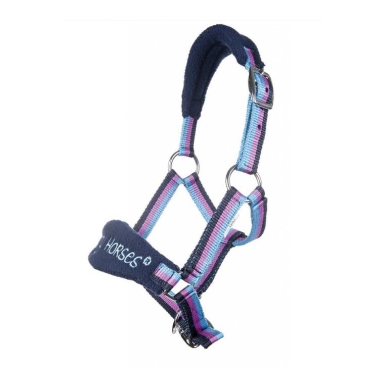 Image of HKM Halfter Funny Horses - dunkelblau/pink bei Hauptner.ch