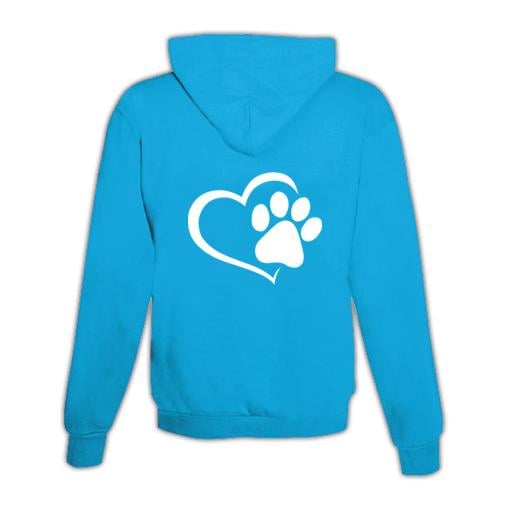 Image of Schwesternuhr Hoodie Herz mit Pfote Unisex - Hellblau/Türkis - bei Hauptner.ch