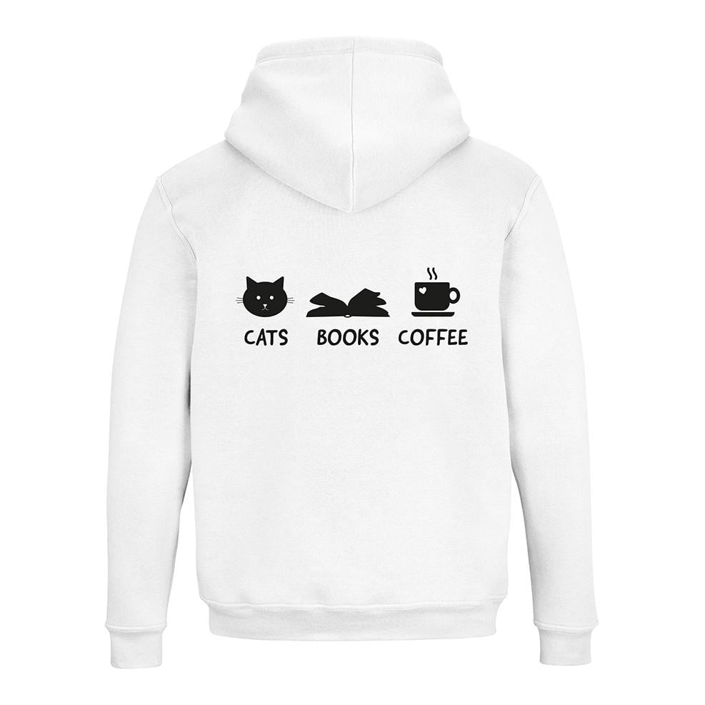Hoodie mit Zipper Cats Books Coffee Unisex