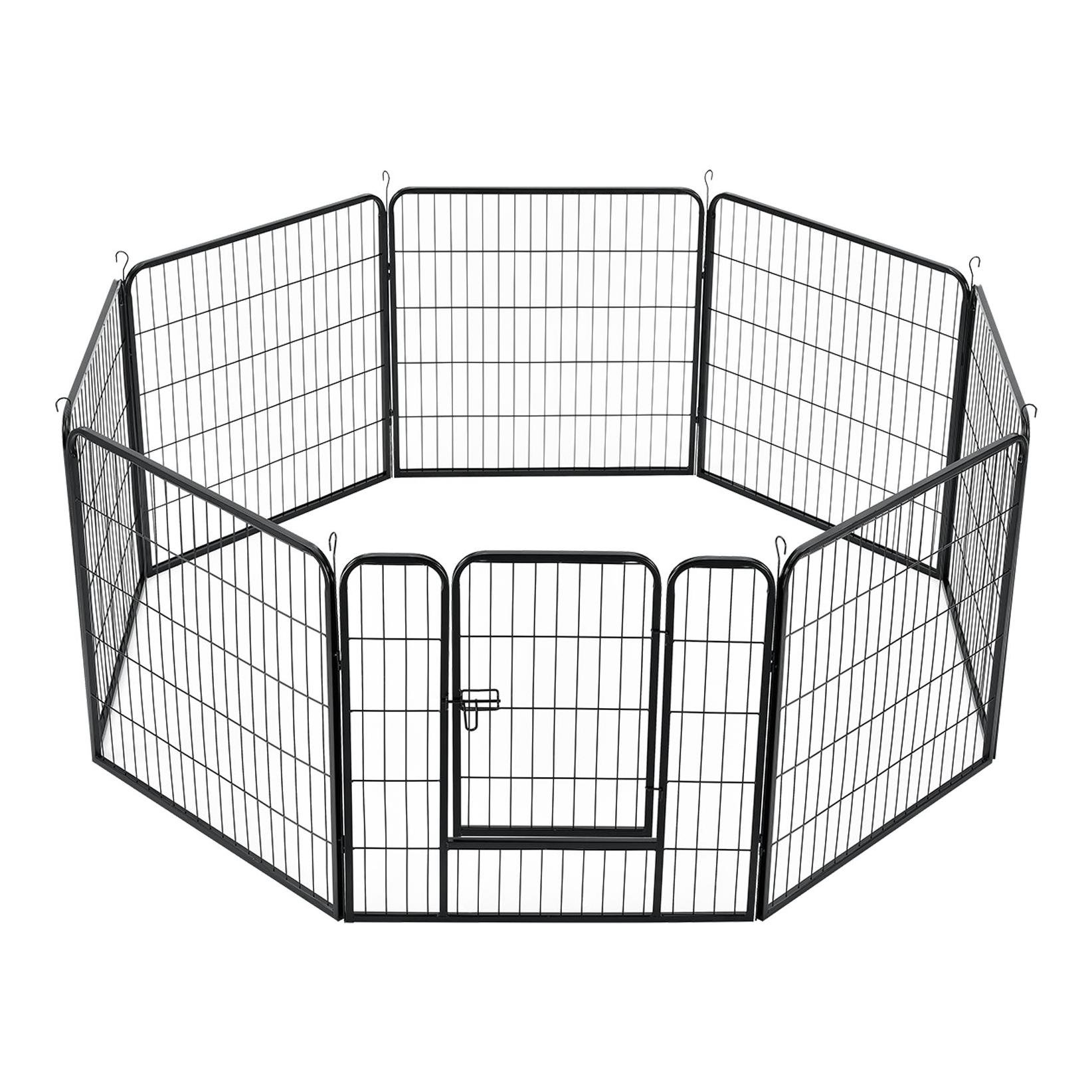 Welpenauslauf aus Metall 80 cm mit doppelt verriegelbarer Tür - 8-teilig