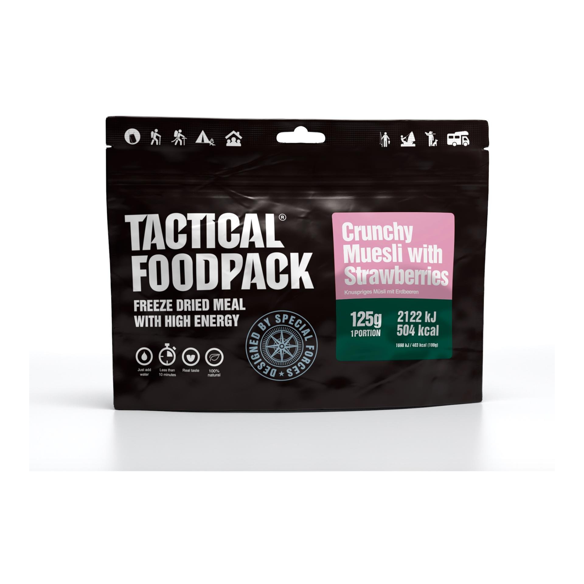 Image of Tactical Foodpack Crunchy Muesli with Strawberries - Schwarz - bei Hauptner.ch