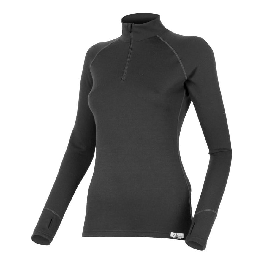 Sweatshirt mérinos femmes zip 1/4 LAURA, 260gr - noir