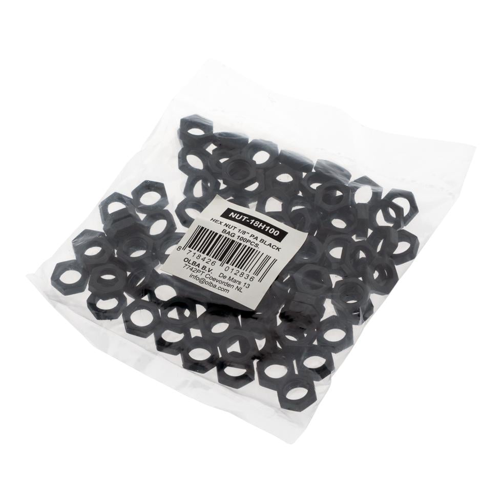 Olba Sechskantmutter Kunststoff schwarz 1/8"