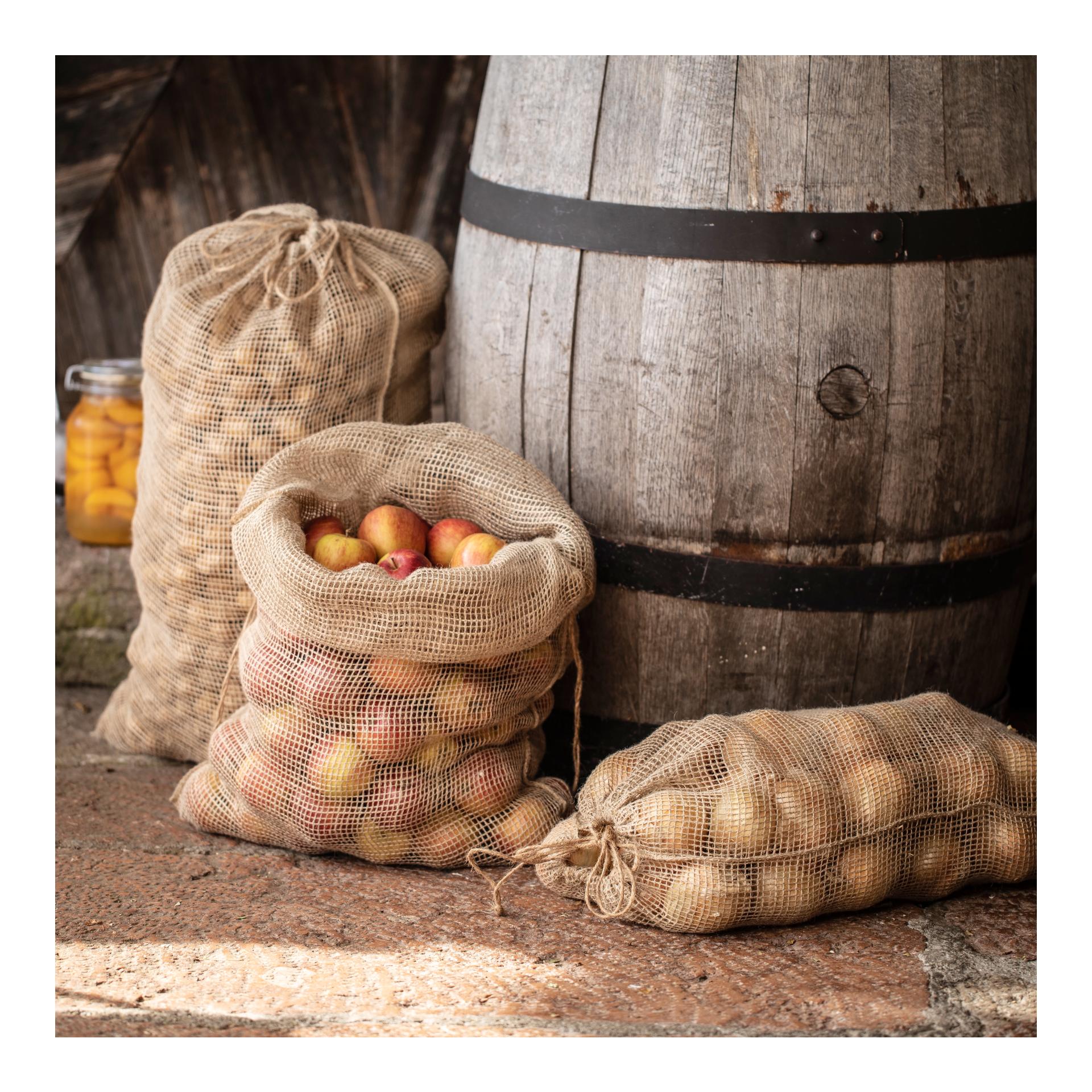 Windhager Sacs en filet en jute ÉCO avec cordon de fermeture
