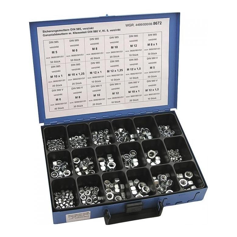 Image of Technolit Sechskantsicherungs-/Sicherungs-Muttern 450 teilig - Silber - bei Hauptner.ch