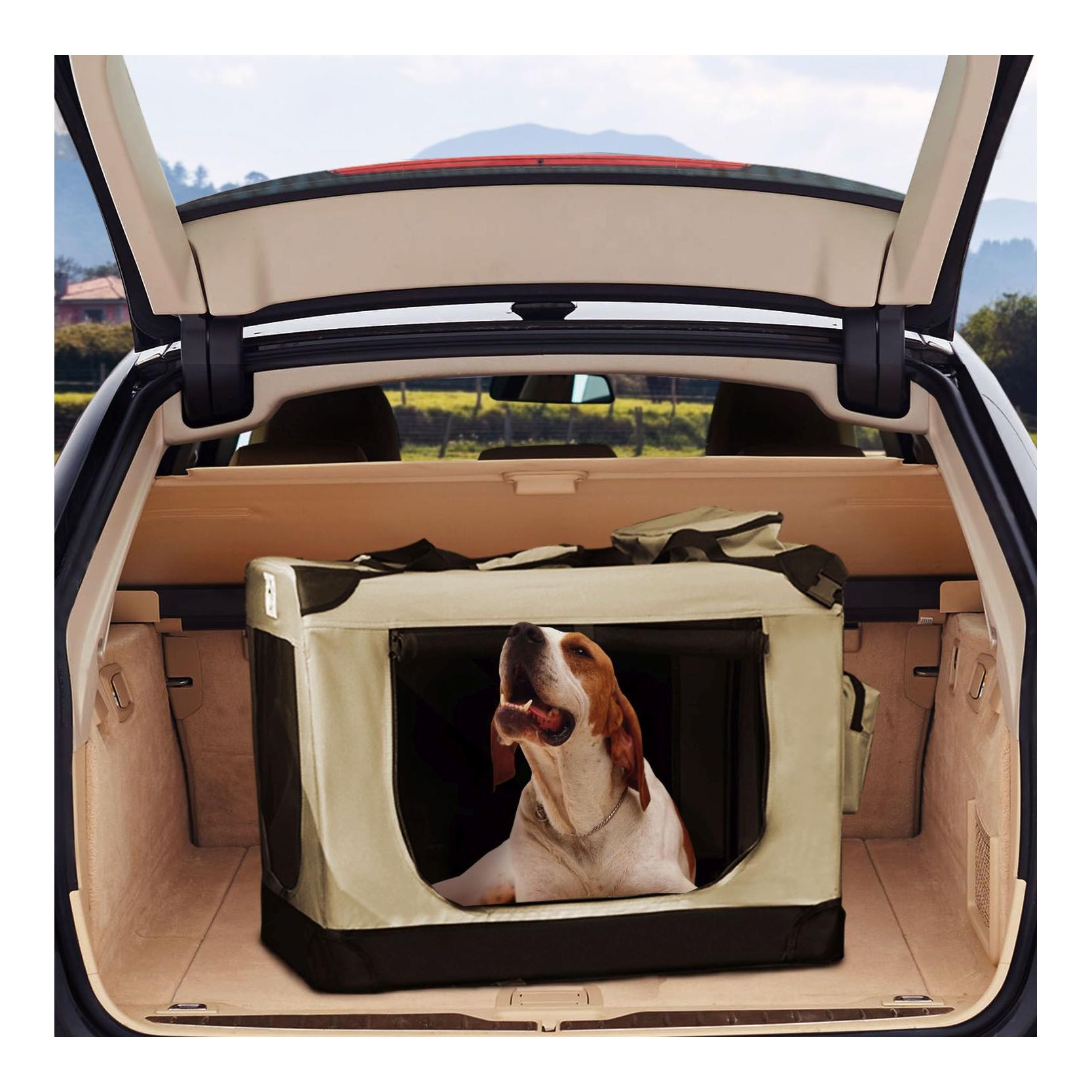 Hundetransportbox (faltbar) - beige