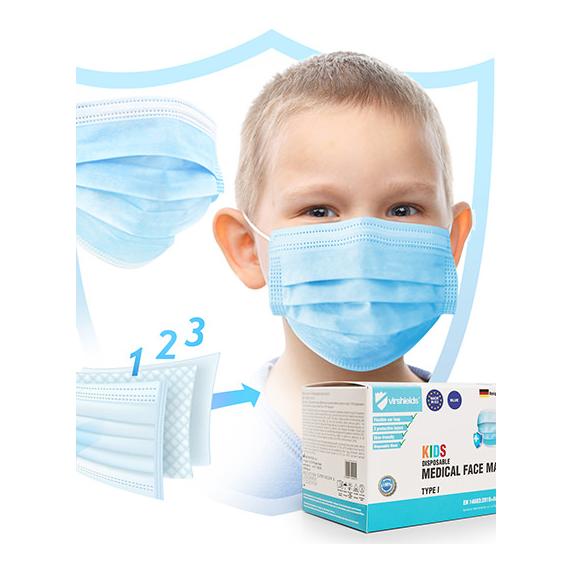 Image of Virshields Medizinische Hygiene Maske Kids 3-lagig Typ I in Blau bei Hauptner.ch